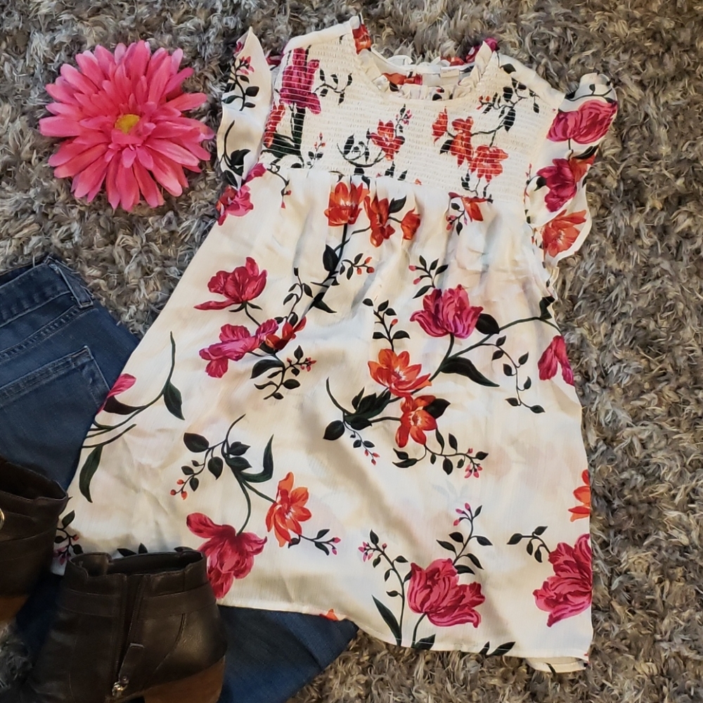 OLD NAVY FLORAL SILKY BLOUSE SZ XS